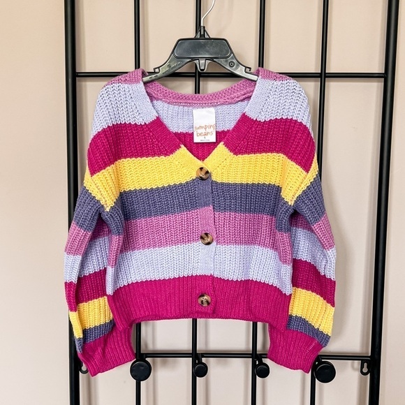 NWOT Jumping Beans Striped Balloon Sleeve Cardigan Sz 5 - Picture 1 of 6